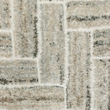 5' X 8' Ivory Beige Grey Brown Pale Blue And Charcoal Geometric Power Loom Stain Resistant Area Rug - Homeroots - Flyclothing LLC