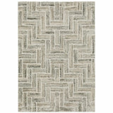6' X 9' Ivory Beige Grey Brown Pale Blue And Charcoal Geometric Power Loom Stain Resistant Area Rug - Homeroots - Flyclothing LLC