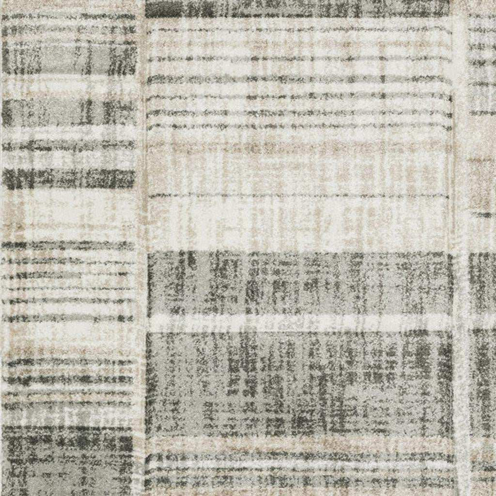 3' X 5' Grey Charcoal Ivory Tan Brown And Beige Geometric Power Loom Stain Resistant Area Rug - Homeroots - Flyclothing LLC