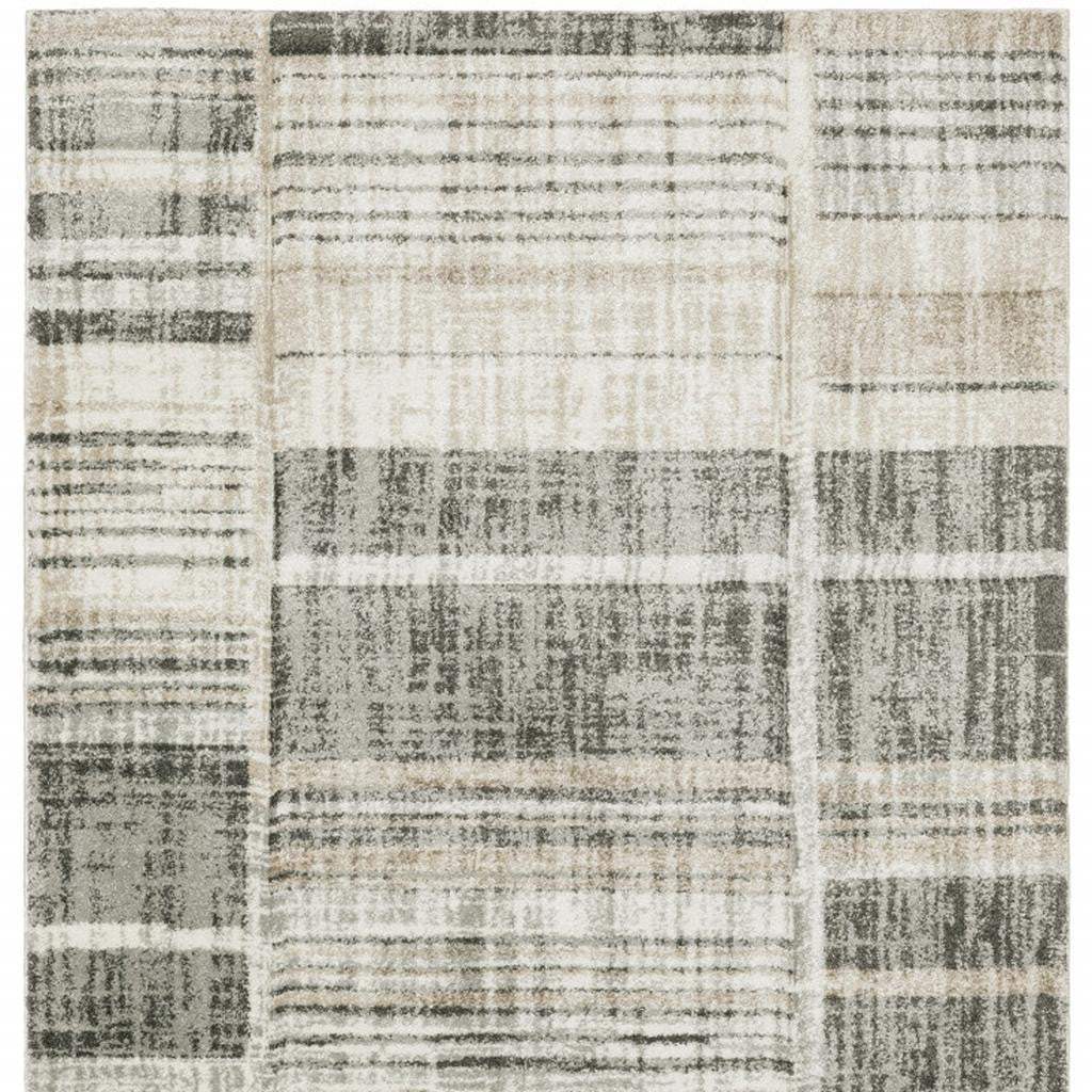 6' X 9' Grey Charcoal Ivory Tan Brown And Beige Geometric Power Loom Stain Resistant Area Rug - Homeroots - Flyclothing LLC