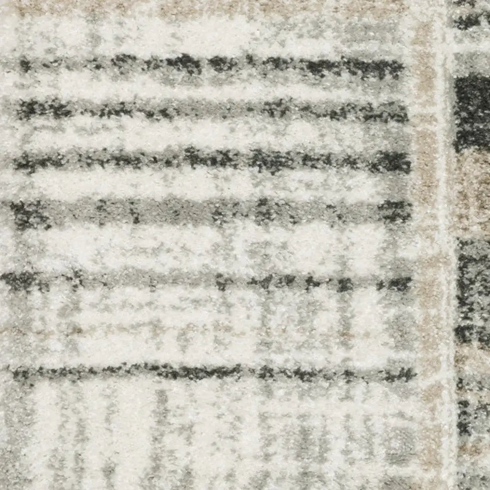 10' X 13' Grey Charcoal Ivory Tan Brown And Beige Geometric Power Loom Stain Resistant Area Rug - Homeroots - Flyclothing LLC