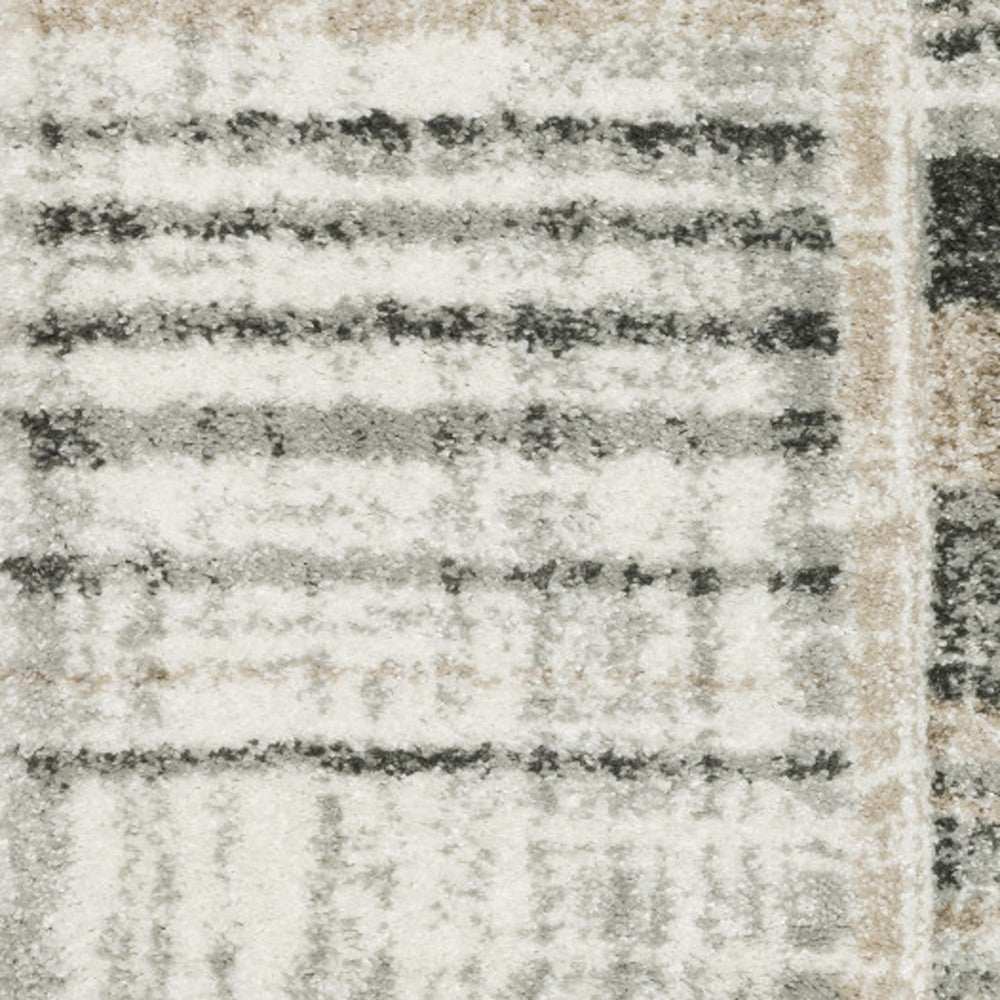 10' X 13' Grey Charcoal Ivory Tan Brown And Beige Geometric Power Loom Stain Resistant Area Rug - Homeroots - Flyclothing LLC