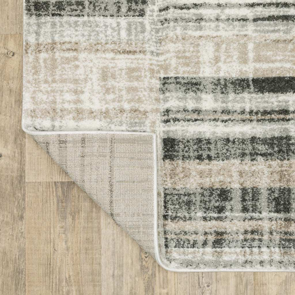 10' X 13' Grey Charcoal Ivory Tan Brown And Beige Geometric Power Loom Stain Resistant Area Rug - Homeroots - Flyclothing LLC