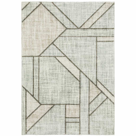 3' X 5' Gray And Ivory Geometric Power Loom Area Rug - Homeroots - Flyclothing LLC