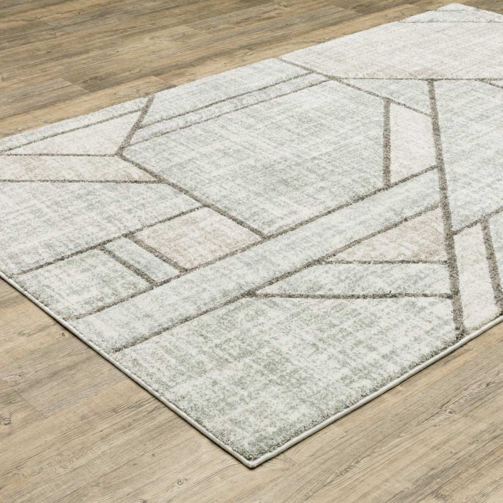 5' X 8' Gray And Ivory Geometric Power Loom Area Rug - Homeroots - Flyclothing LLC