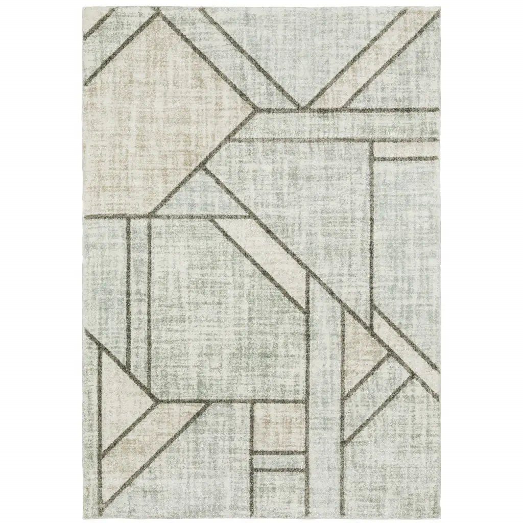 6' X 9' Gray And Ivory Geometric Power Loom Area Rug - Homeroots - Flyclothing LLC