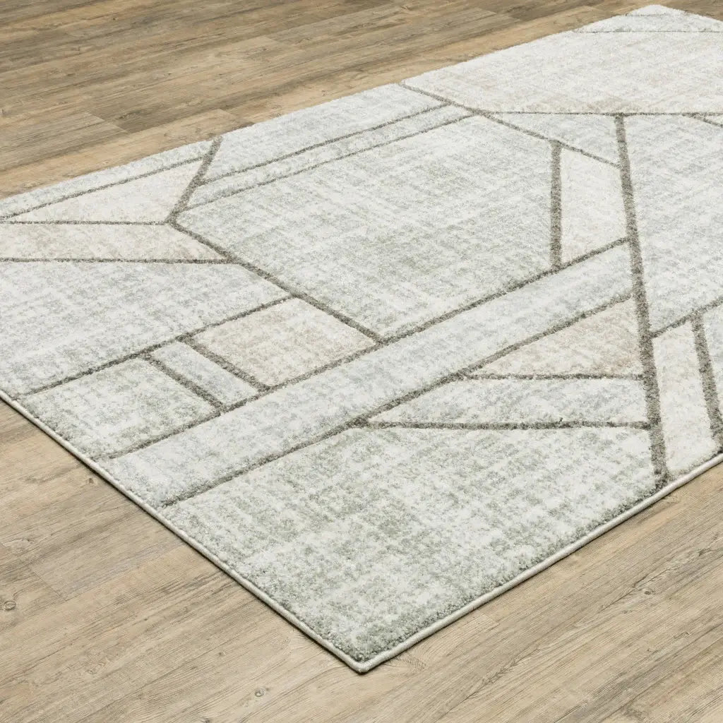 10' X 13' Gray And Ivory Geometric Power Loom Area Rug - Homeroots - Flyclothing LLC