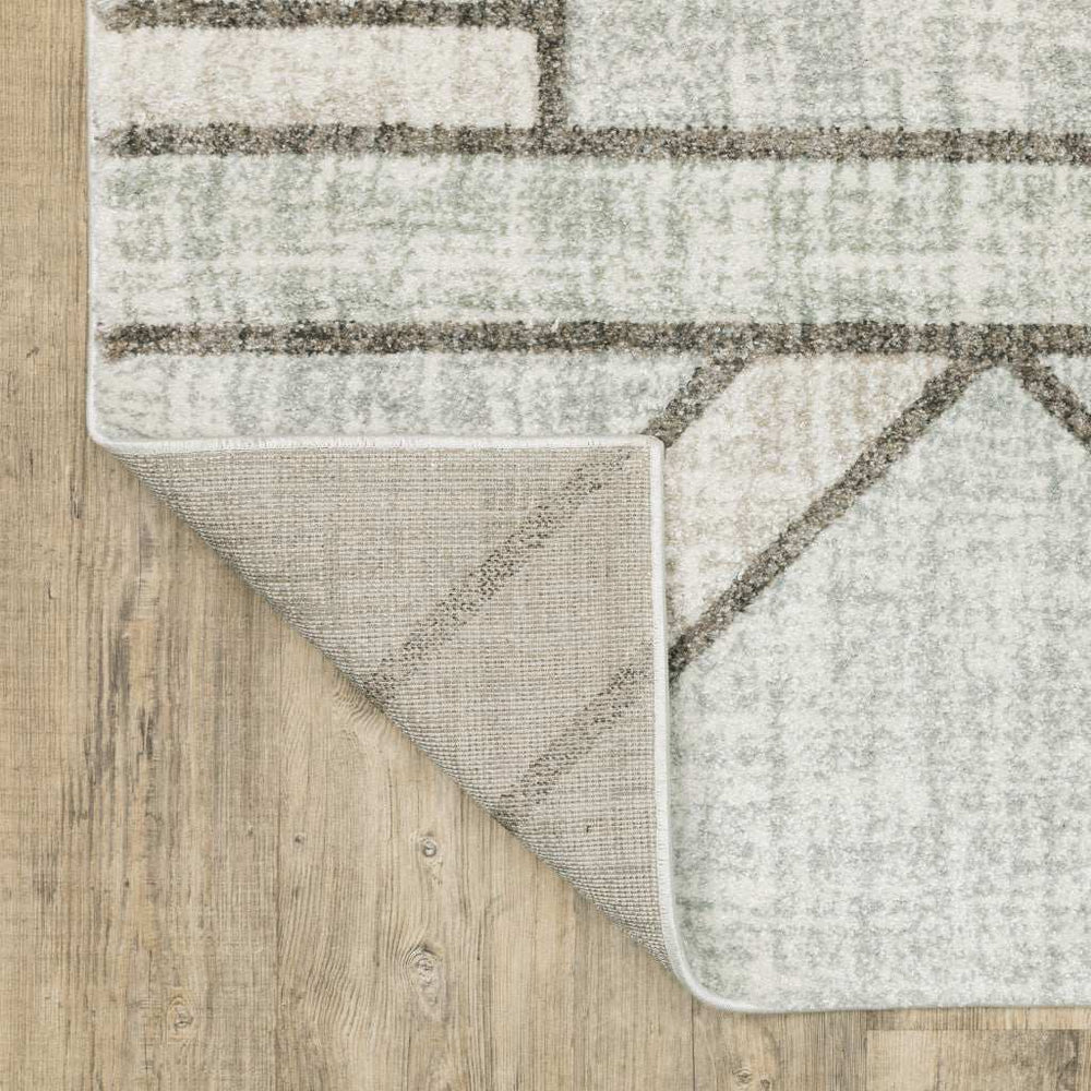 10' X 13' Gray And Ivory Geometric Power Loom Area Rug - Homeroots - Flyclothing LLC