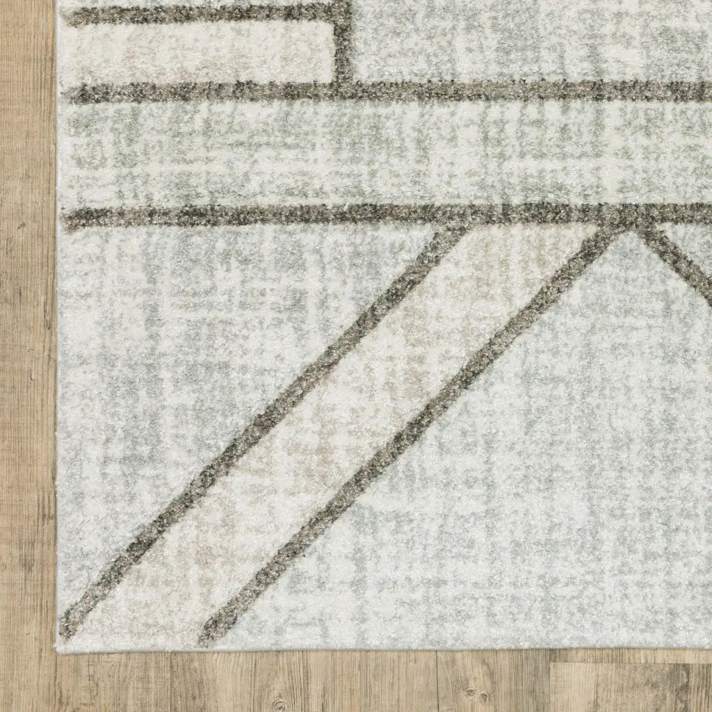 10' X 13' Gray And Ivory Geometric Power Loom Area Rug - Homeroots - Flyclothing LLC