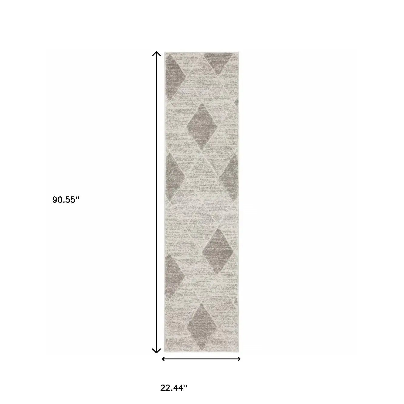 2' X 8' Grey And Ivory Geometric Power Loom Stain Resistant Runner Rug - Homeroots - Flyclothing LLC