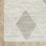 2' X 8' Grey And Ivory Geometric Power Loom Stain Resistant Runner Rug - Homeroots - Flyclothing LLC