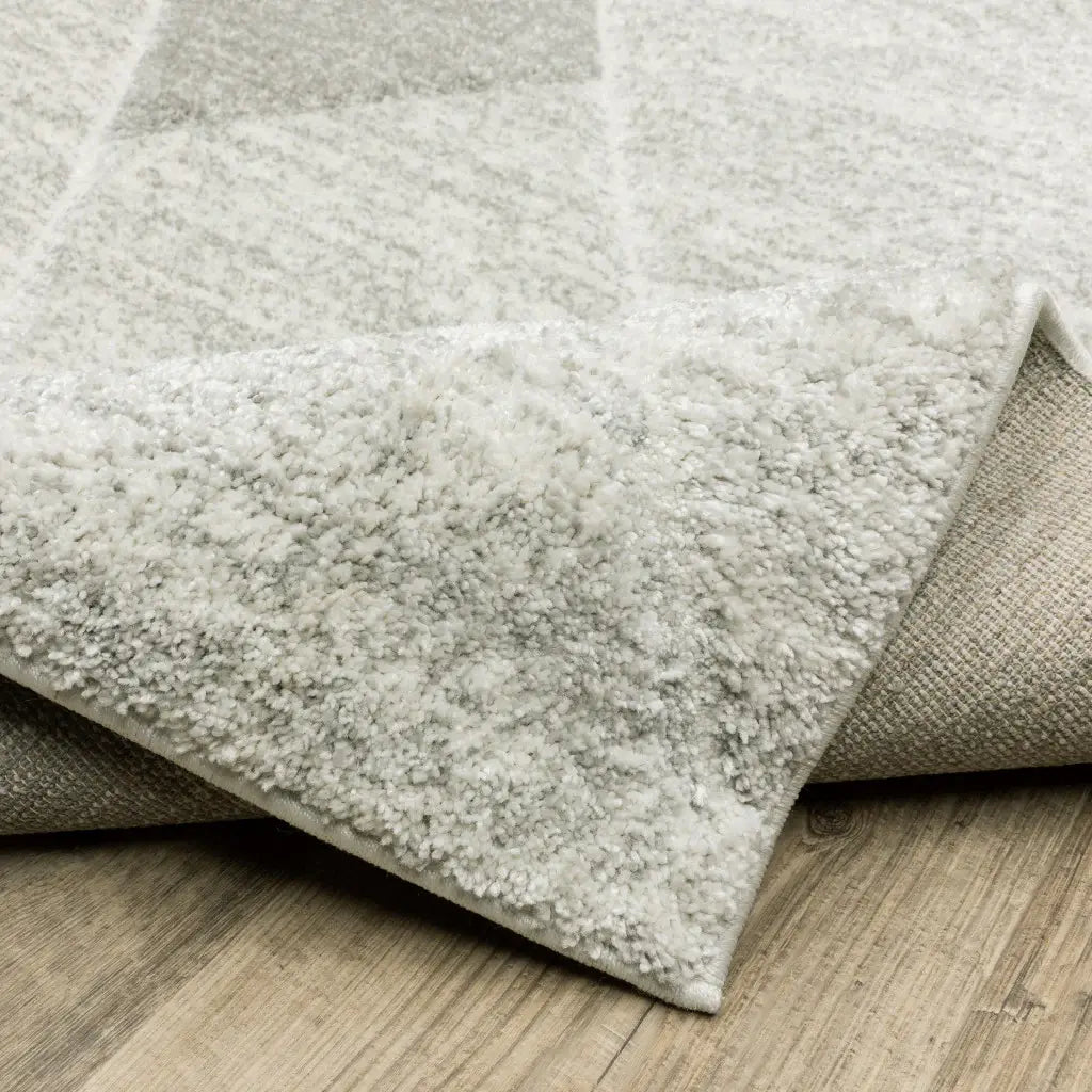 2' X 8' Grey And Ivory Geometric Power Loom Stain Resistant Runner Rug - Homeroots - Flyclothing LLC