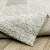 2' X 8' Grey And Ivory Geometric Power Loom Stain Resistant Runner Rug - Homeroots - Flyclothing LLC