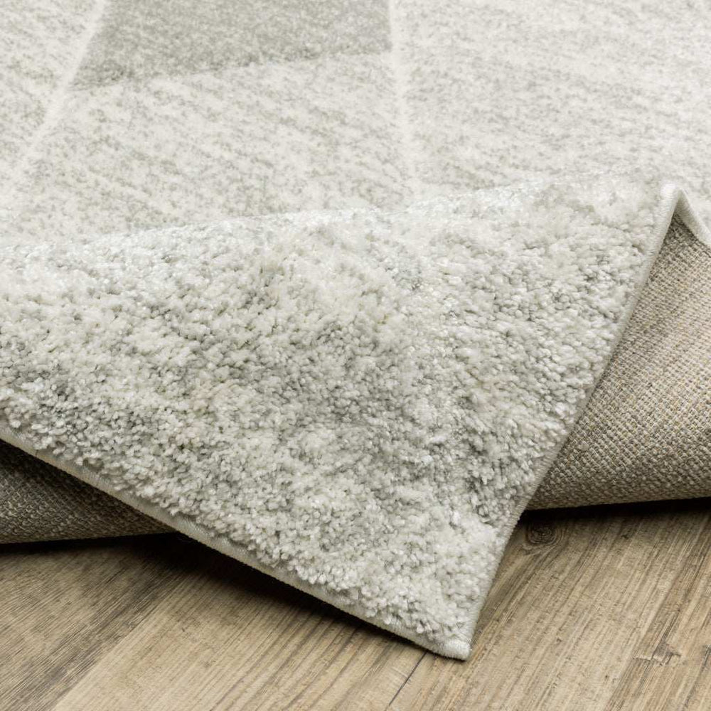 2' X 8' Grey And Ivory Geometric Power Loom Stain Resistant Runner Rug - Homeroots - Flyclothing LLC