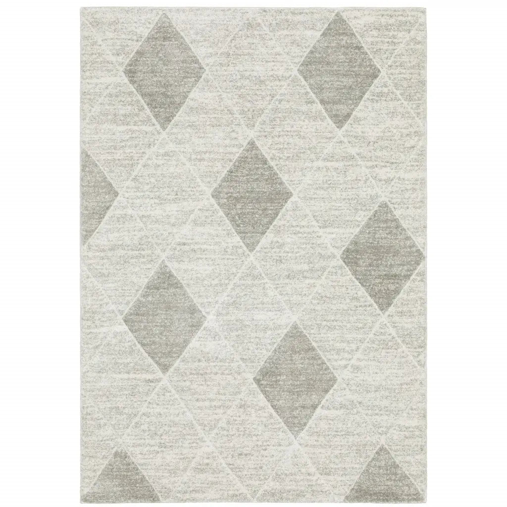 3' X 5' Grey And Ivory Geometric Power Loom Stain Resistant Area Rug - Homeroots - Flyclothing LLC