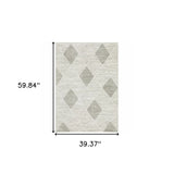 3' X 5' Grey And Ivory Geometric Power Loom Stain Resistant Area Rug - Homeroots - Flyclothing LLC