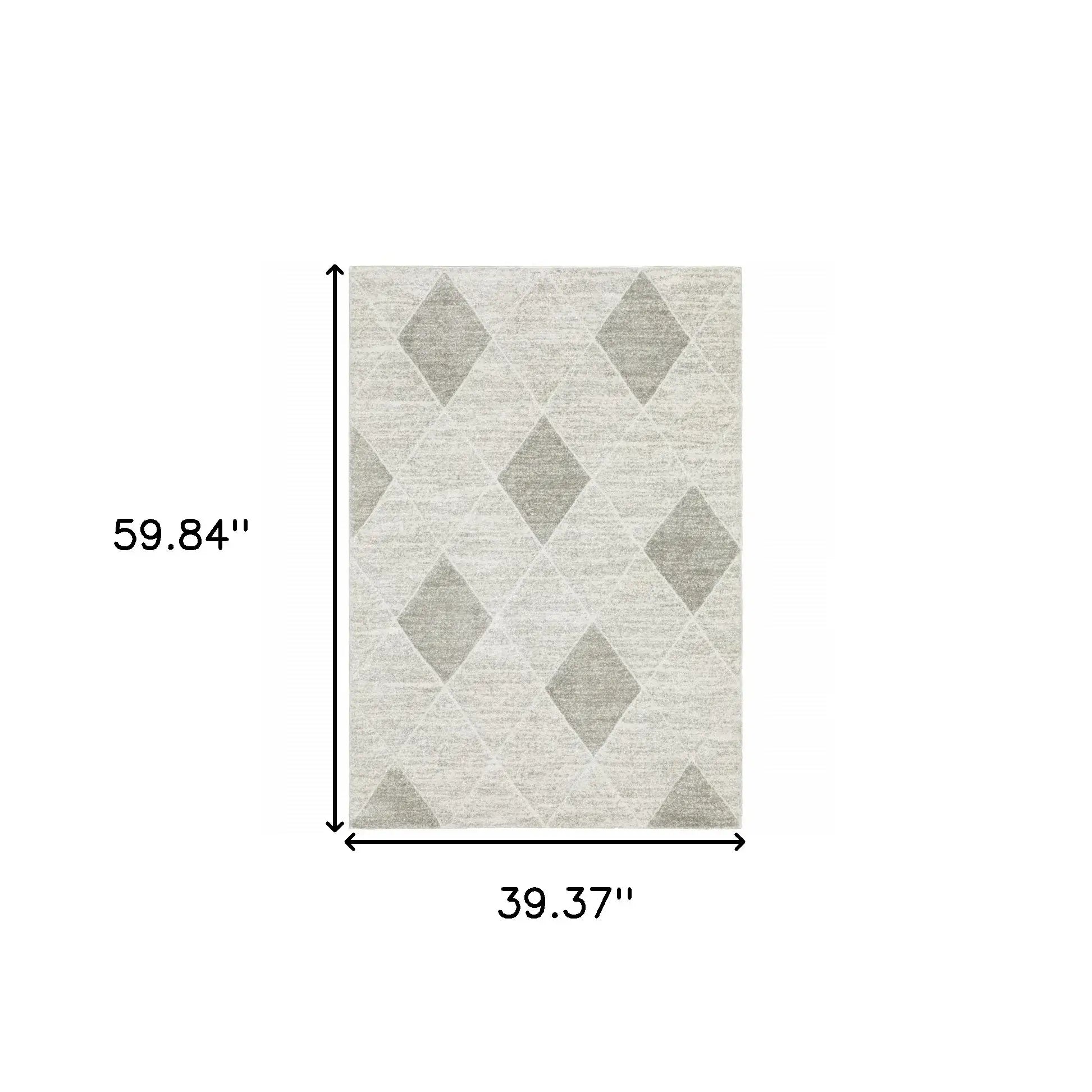 3' X 5' Grey And Ivory Geometric Power Loom Stain Resistant Area Rug - Homeroots - Flyclothing LLC