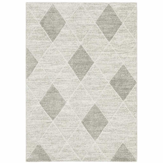 8' X 11' Grey And Ivory Geometric Power Loom Stain Resistant Area Rug - Homeroots - Flyclothing LLC