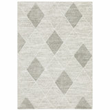 10' X 13' Grey And Ivory Geometric Power Loom Stain Resistant Area Rug - Homeroots