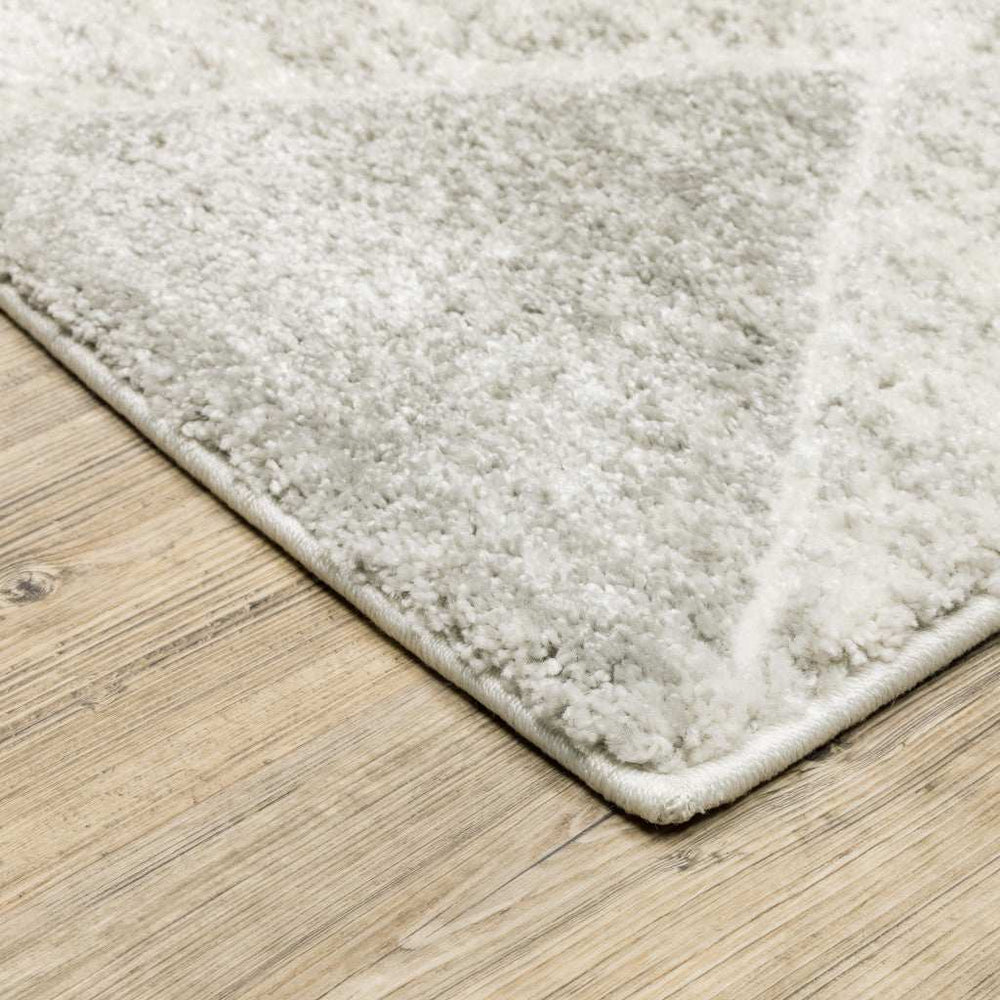 10' X 13' Grey And Ivory Geometric Power Loom Stain Resistant Area Rug - Homeroots - Flyclothing LLC