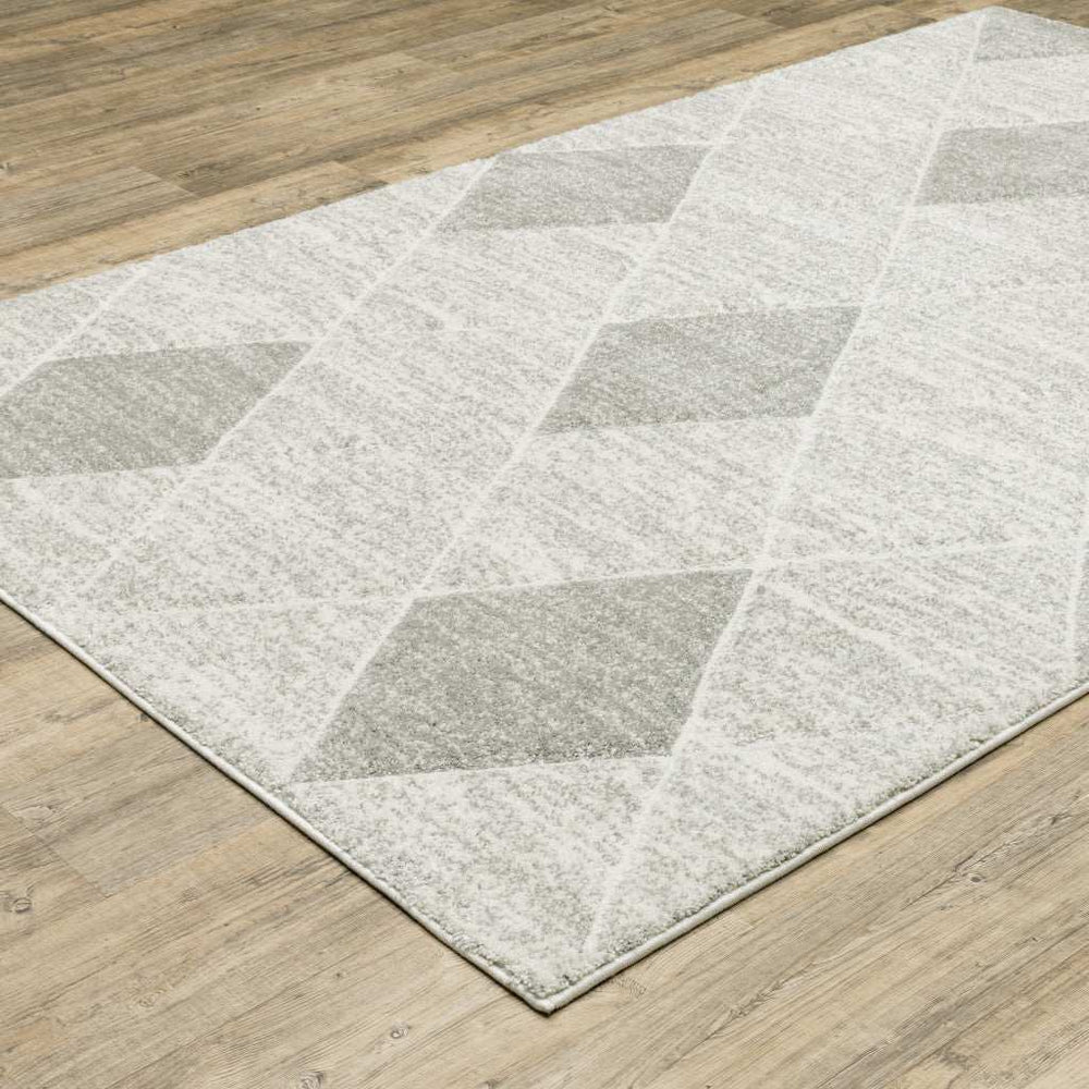 10' X 13' Grey And Ivory Geometric Power Loom Stain Resistant Area Rug - Homeroots - Flyclothing LLC