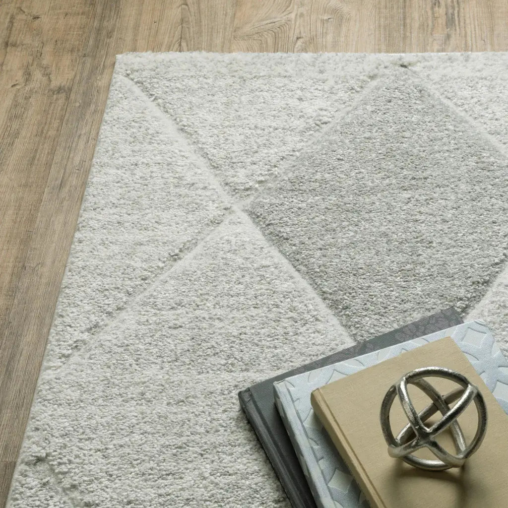 10' X 13' Grey And Ivory Geometric Power Loom Stain Resistant Area Rug - Homeroots - Flyclothing LLC