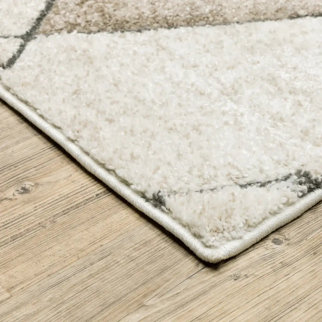 2' X 8' Beige Grey Tan And Brown Geometric Power Loom Stain Resistant Runner Rug - Homeroots - Flyclothing LLC