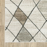 2' X 8' Beige Grey Tan And Brown Geometric Power Loom Stain Resistant Runner Rug - Homeroots - Flyclothing LLC