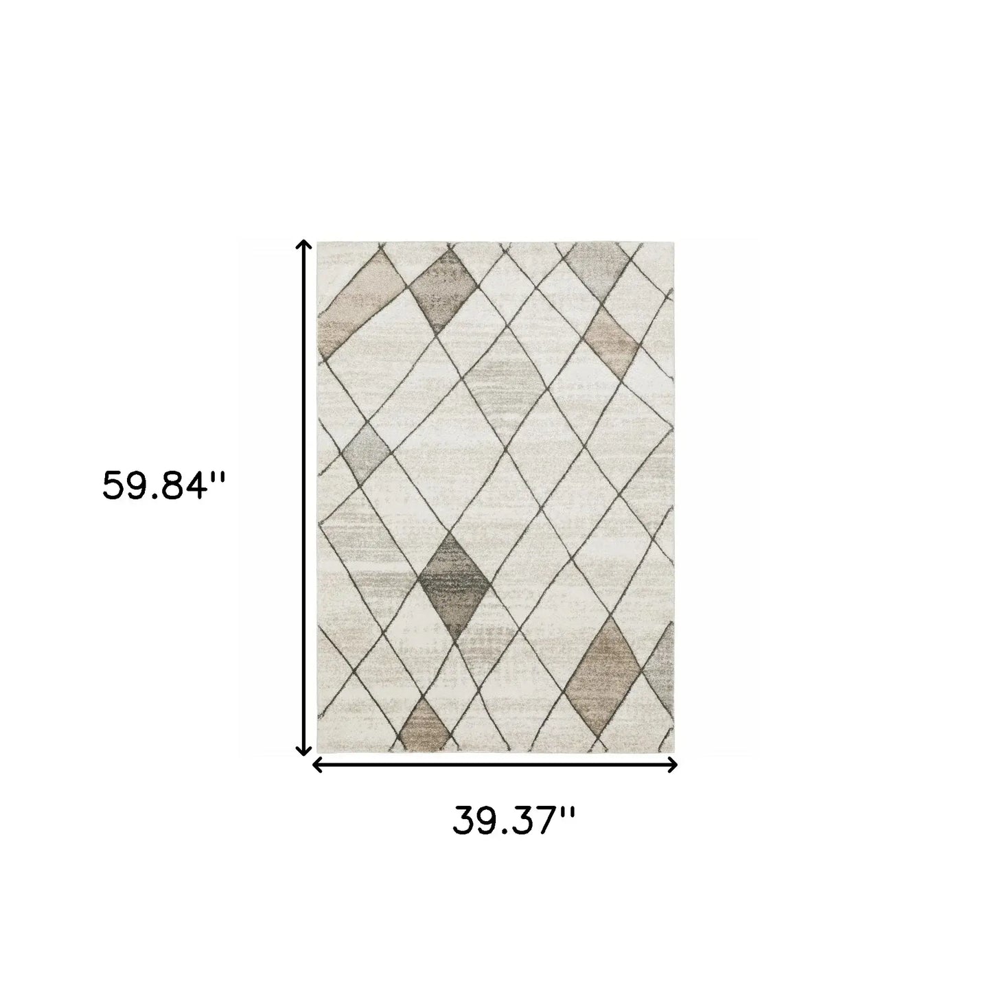 3' X 5' Beige Grey Tan And Brown Geometric Power Loom Stain Resistant Area Rug - Homeroots - Flyclothing LLC