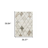 3' X 5' Beige Grey Tan And Brown Geometric Power Loom Stain Resistant Area Rug - Homeroots - Flyclothing LLC