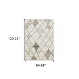 8' X 11' Beige Grey Tan And Brown Geometric Power Loom Stain Resistant Area Rug - Homeroots - Flyclothing LLC