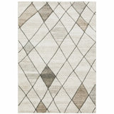 10' X 13' Beige Grey Tan And Brown Geometric Power Loom Stain Resistant Area Rug - Homeroots - Flyclothing LLC
