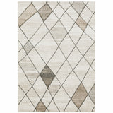 10' X 13' Beige Grey Tan And Brown Geometric Power Loom Stain Resistant Area Rug - Homeroots