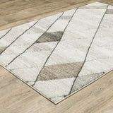 10' X 13' Beige Grey Tan And Brown Geometric Power Loom Stain Resistant Area Rug - Homeroots