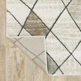 10' X 13' Beige Grey Tan And Brown Geometric Power Loom Stain Resistant Area Rug - Homeroots - Flyclothing LLC