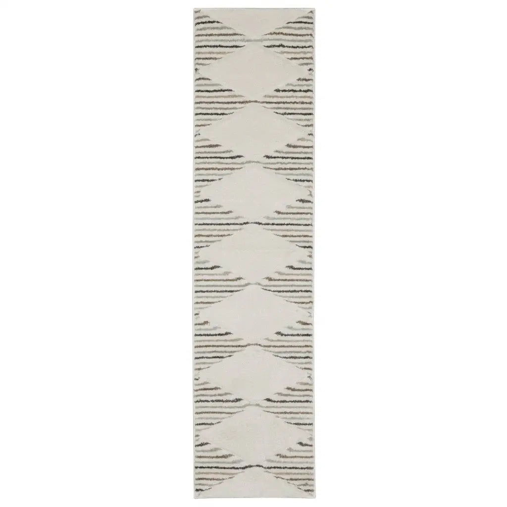 2' X 8' Brown And Ivory Geometric Power Loom Runner Rug - Homeroots - Flyclothing LLC