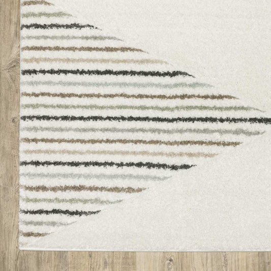 2' X 8' Brown And Ivory Geometric Power Loom Runner Rug - Homeroots - Flyclothing LLC