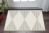 3' X 5' Beige Grey Sage Green Pale Blue Brown And Charcoal Geometric Power Loom Stain Resistant Area Rug - Homeroots - Flyclothing LLC