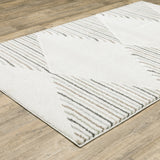 6' X 9' Beige Grey Sage Green Pale Blue Brown And Charcoal Geometric Power Loom Stain Resistant Area Rug - Homeroots