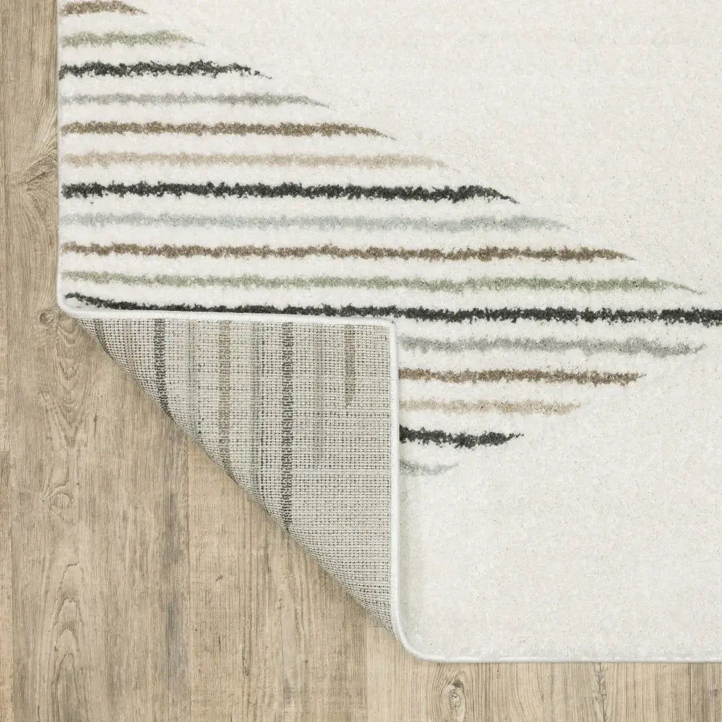 6' X 9' Beige Grey Sage Green Pale Blue Brown And Charcoal Geometric Power Loom Stain Resistant Area Rug - Homeroots - Flyclothing LLC