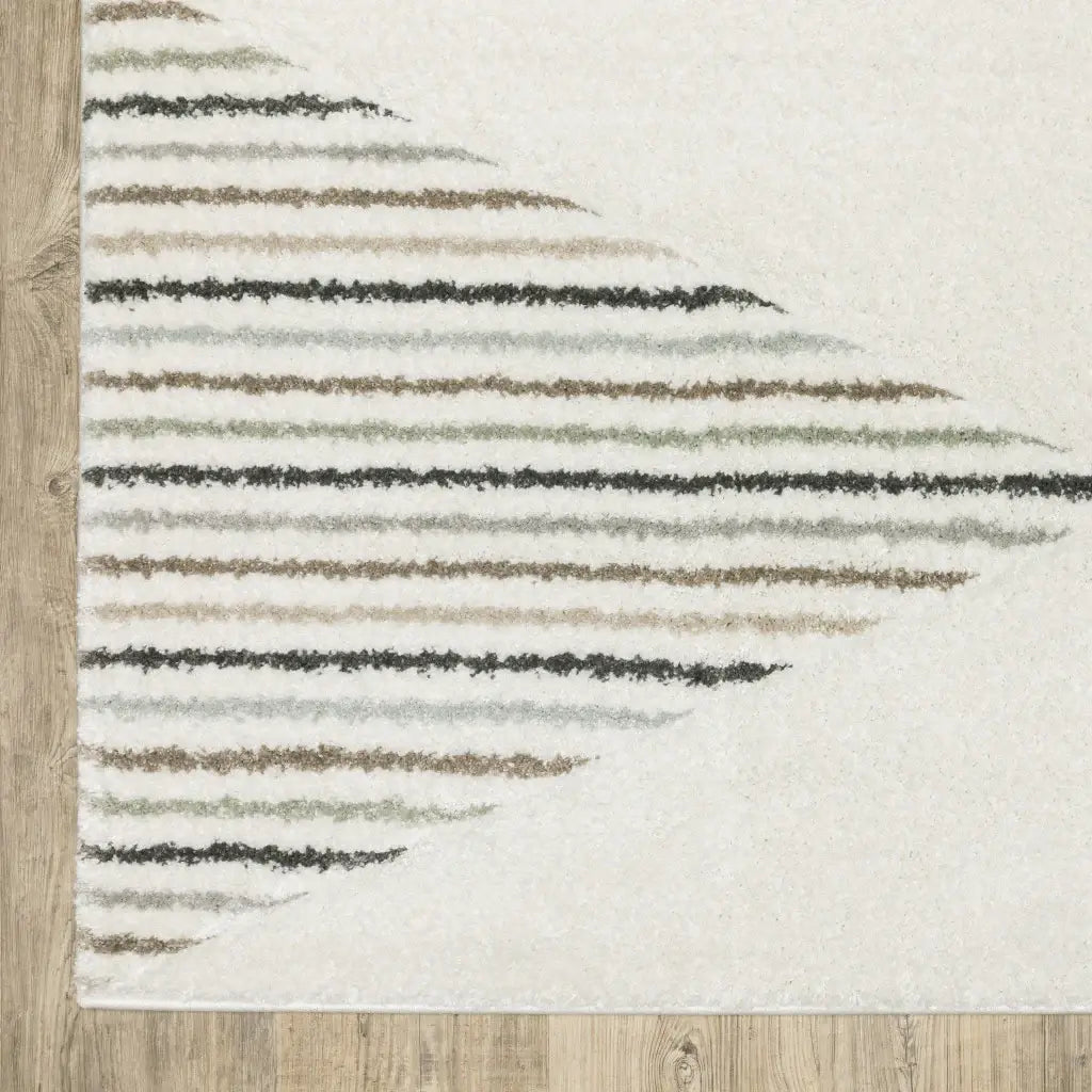 6' X 9' Beige Grey Sage Green Pale Blue Brown And Charcoal Geometric Power Loom Stain Resistant Area Rug - Homeroots - Flyclothing LLC