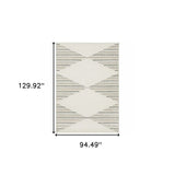 8' X 11' Beige Grey Sage Green Pale Blue Brown And Charcoal Geometric Power Loom Stain Resistant Area Rug - Homeroots - Flyclothing LLC