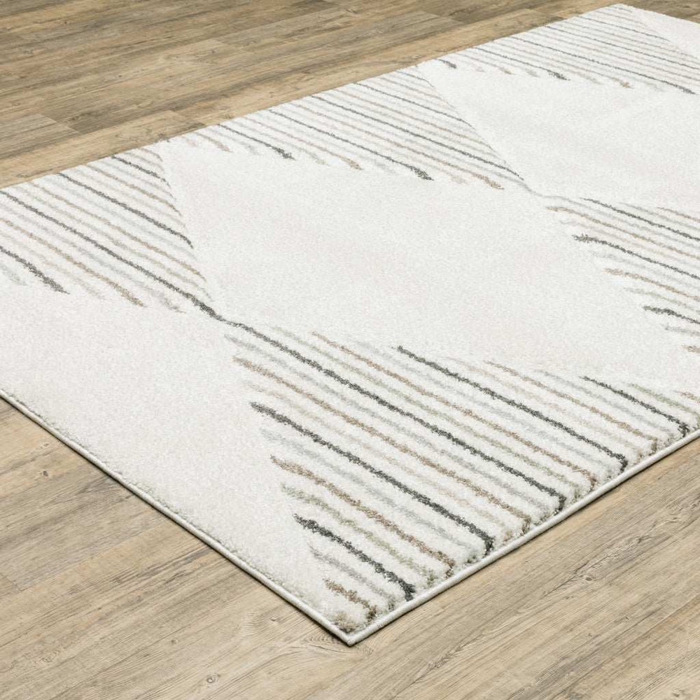 10' X 13' Beige Grey Sage Green Pale Blue Brown And Charcoal Geometric Power Loom Stain Resistant Area Rug - Homeroots - Flyclothing LLC