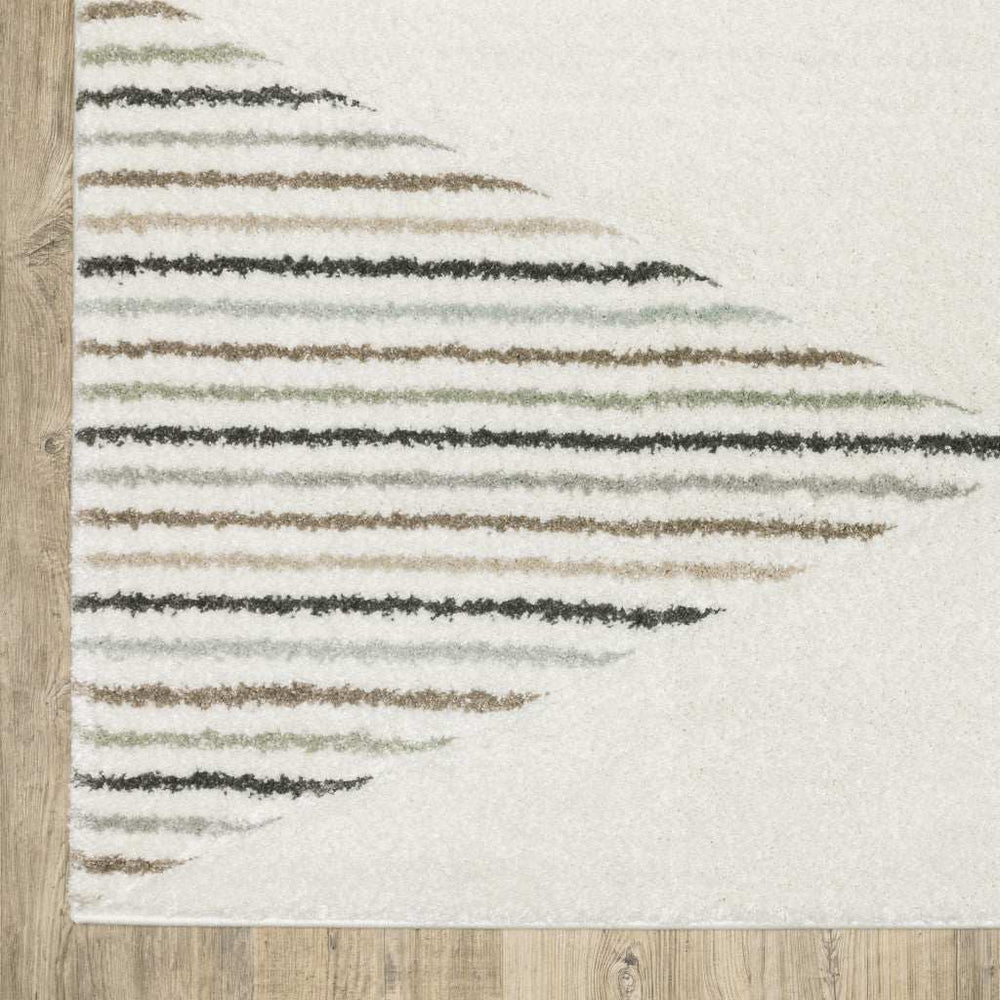 10' X 13' Beige Grey Sage Green Pale Blue Brown And Charcoal Geometric Power Loom Stain Resistant Area Rug - Homeroots - Flyclothing LLC