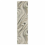 2' X 8' Gray And Ivory Abstract Power Loom Runner Rug - Homeroots - Flyclothing LLC