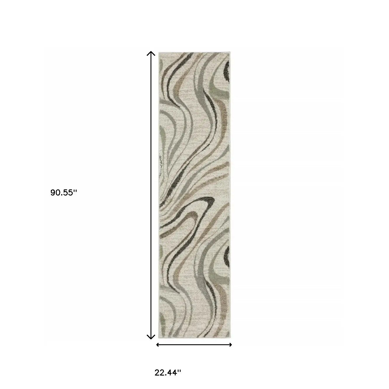 2' X 8' Gray And Ivory Abstract Power Loom Runner Rug - Homeroots - Flyclothing LLC