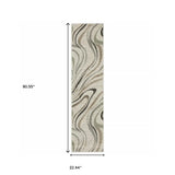 2' X 8' Gray And Ivory Abstract Power Loom Runner Rug - Homeroots - Flyclothing LLC