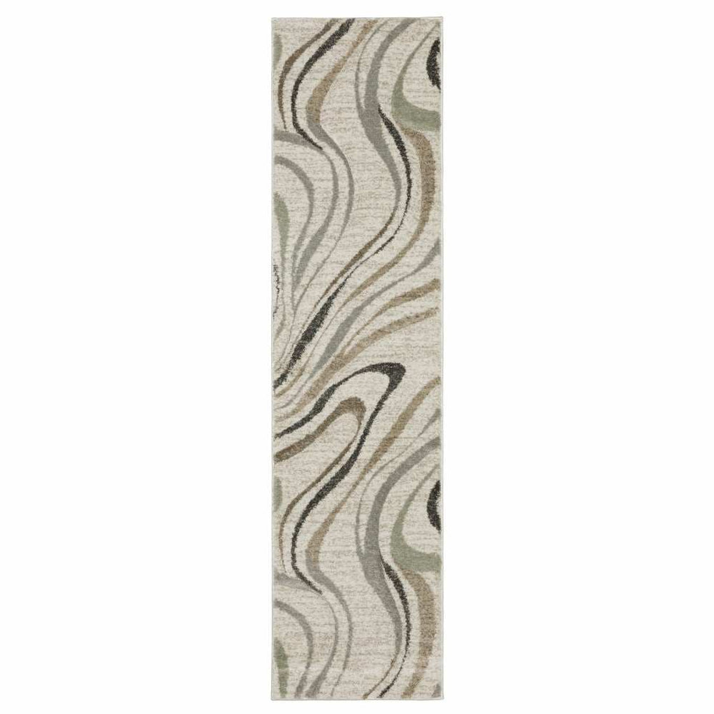 2' X 8' Gray And Ivory Abstract Power Loom Runner Rug - Homeroots - Flyclothing LLC
