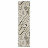 2' X 8' Gray And Ivory Abstract Power Loom Runner Rug - Homeroots - Flyclothing LLC