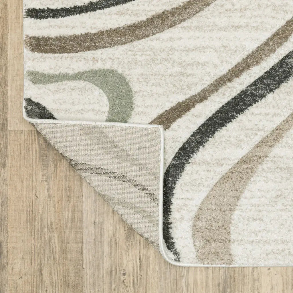 2' X 8' Gray And Ivory Abstract Power Loom Runner Rug - Homeroots - Flyclothing LLC